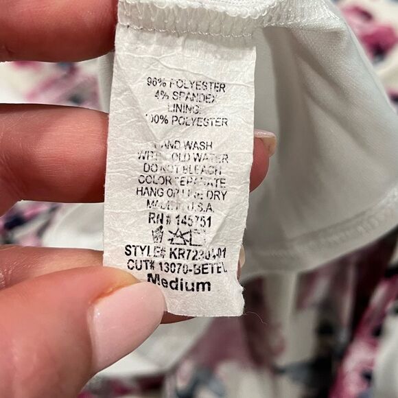 Peach Love California Romper Duster Back Floral Pattern Sleeveless Pink White M - Picture 5 of 9